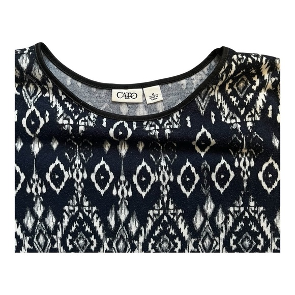 Cato casual tight knit cardigan top M white black geometrical pattern round neck - Picture 5 of 11